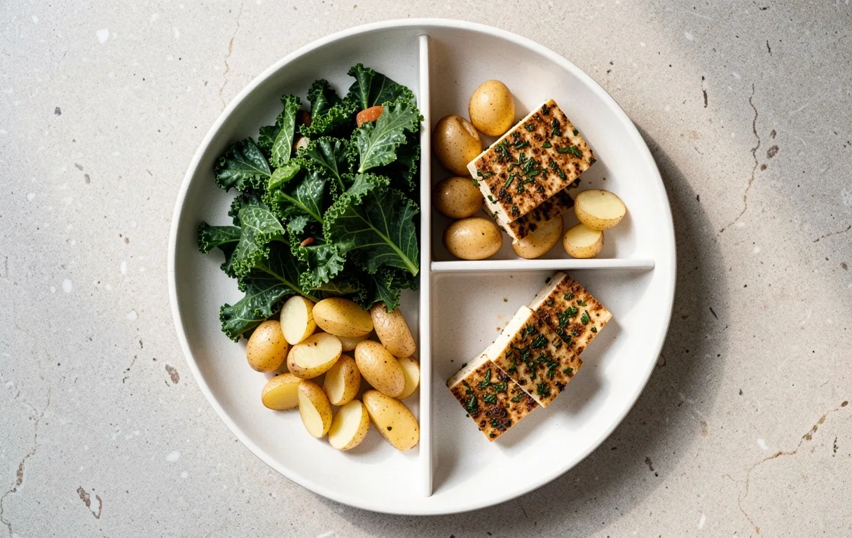 Visual proportion guide on a ceramic plate